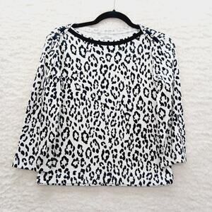 Blouse T-Shirt Black Cheetah Mob Wife Resort Glam Luxe Chic Vacation Y2K Size M